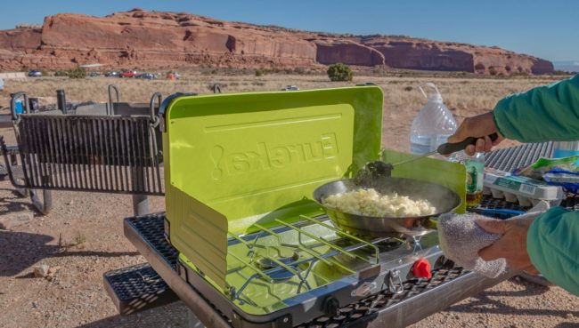 Cooking with the Eureka Spire LX camp stove at Lone Mesa Campground
