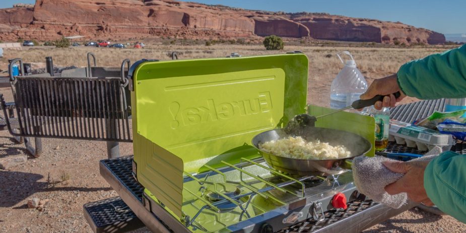 Cooking with the Eureka Spire LX camp stove at Lone Mesa Campground