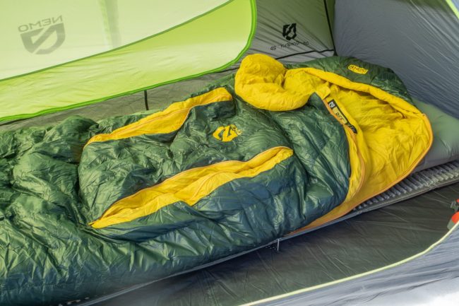 Nemo Riff 30 Sleeping Bag inside a tent